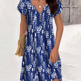 Ležerna haljina sa printom i rukavima laticama