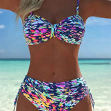 Sofija - Bikini sa Tankim Bretelama i Apstraktnim Printom
