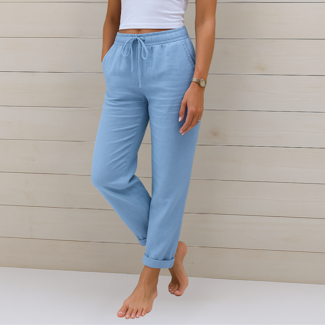 Sara - Premium elastične lanene pantalone
