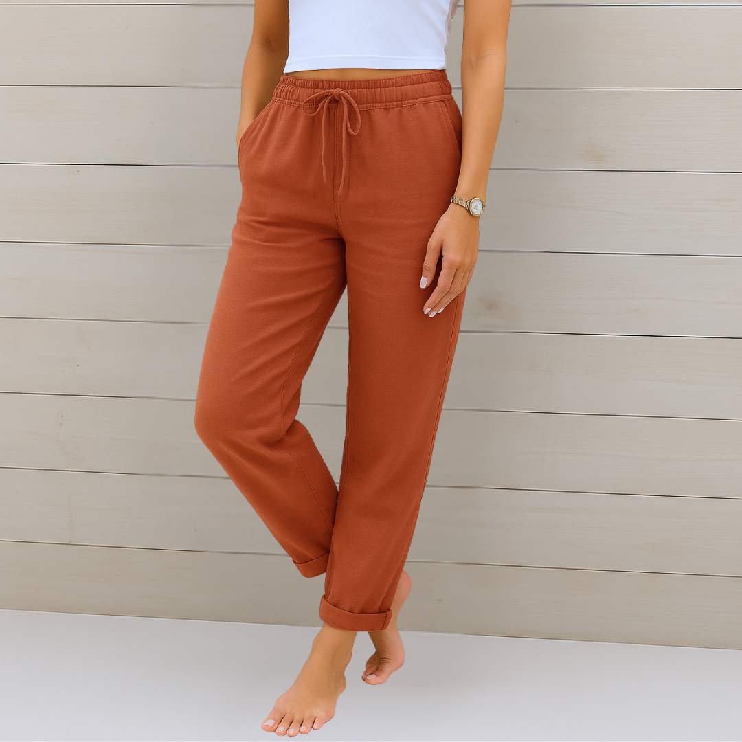 Sara - Premium elastične lanene pantalone