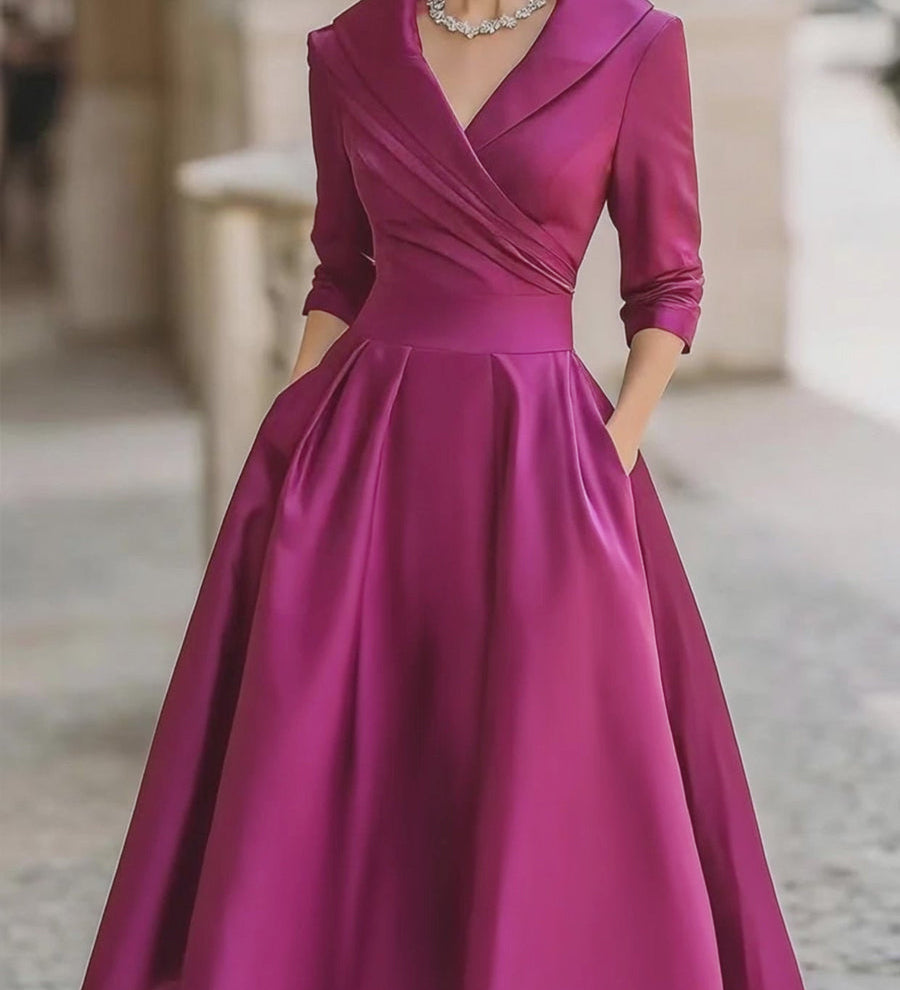 Ivana | Vintage Saten Midi Haljina