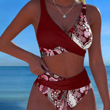 Teodora - Bikini sa Cvetnim Printom u Kontrastnim Bojama