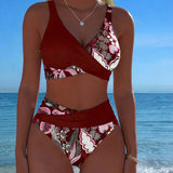 Teodora - Bikini sa Cvetnim Printom u Kontrastnim Bojama