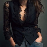 Jovana | Crni Blazer Prozirnih Rukava