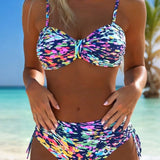 Sofija - Bikini sa Tankim Bretelama i Apstraktnim Printom