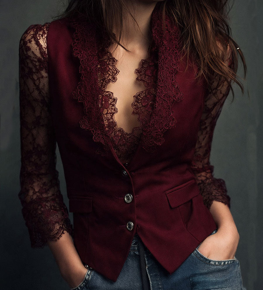 Jovana | Crni Blazer Prozirnih Rukava