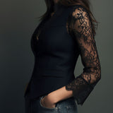 Jovana | Crni Blazer Prozirnih Rukava