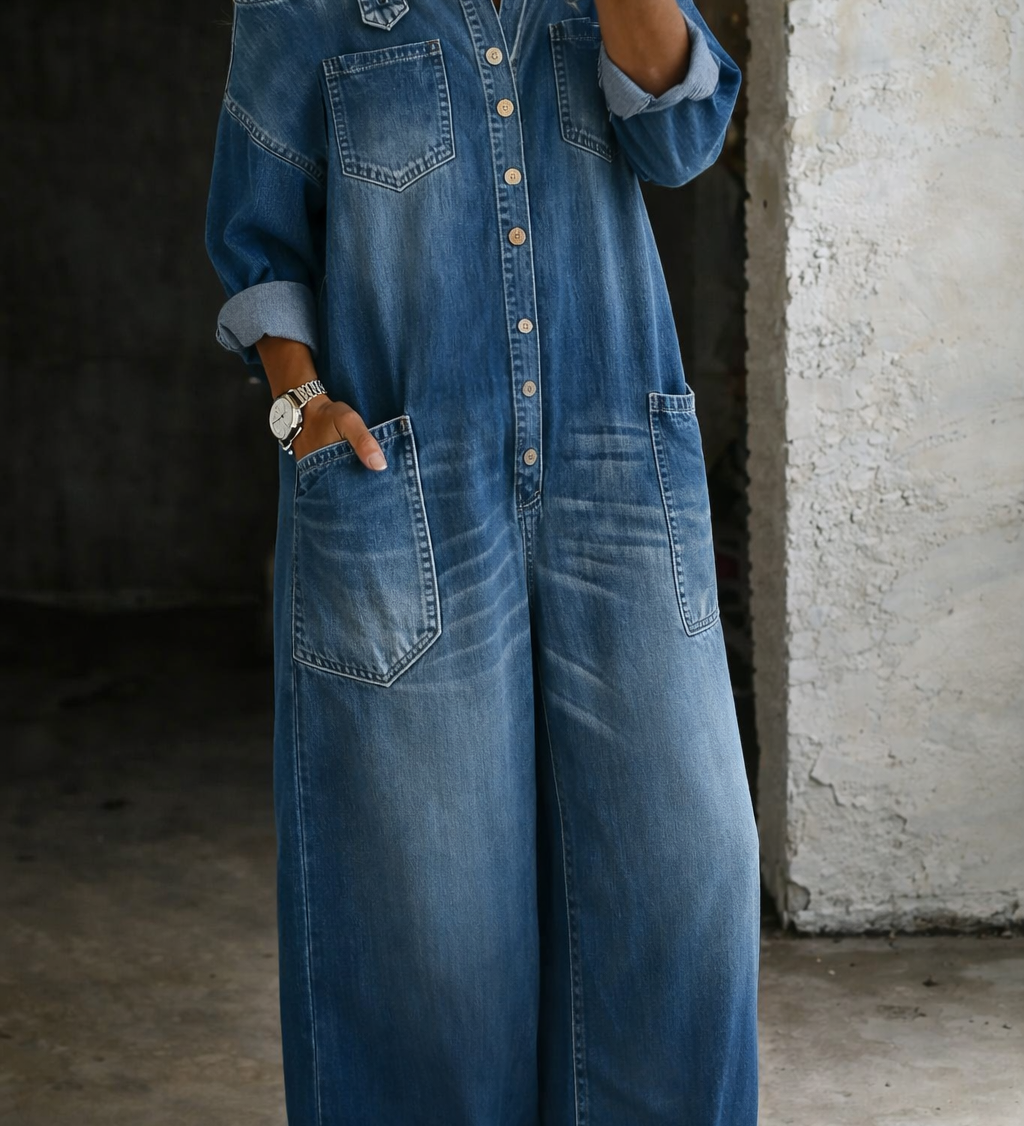 Firenca - Denim kombinezon otvorenih ramena