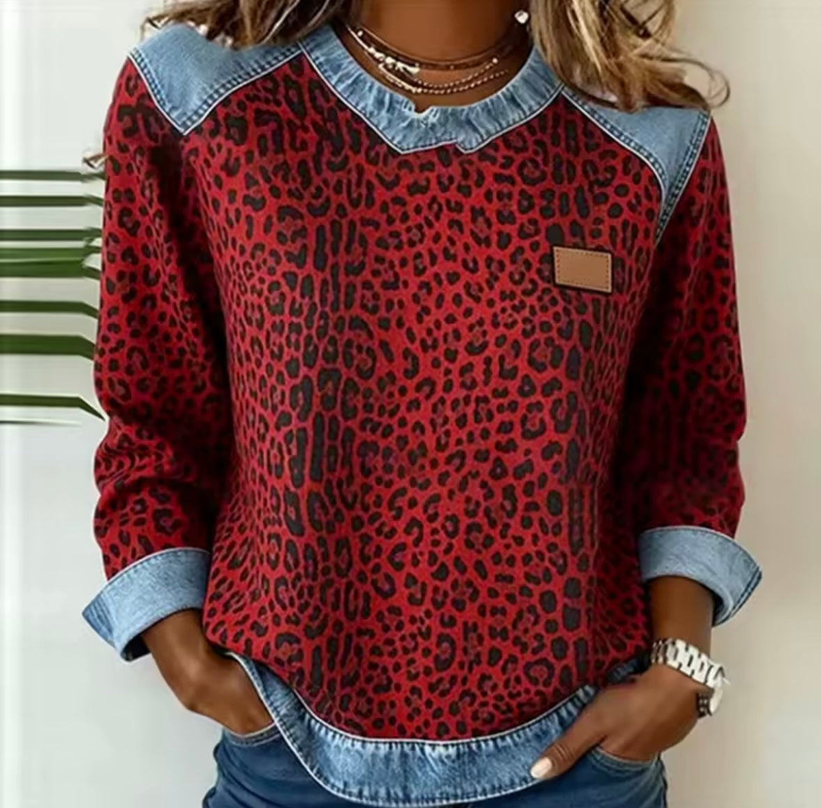 Vida | Leopard Pulover sa Denimom