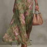 Jovana | Zelena Cvetna Maxi Haljina