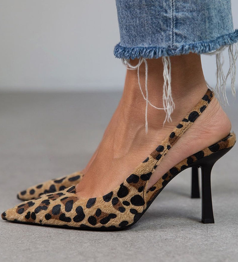 Liorina - Kaki salonke sa leopard printom i špicastim vrhom