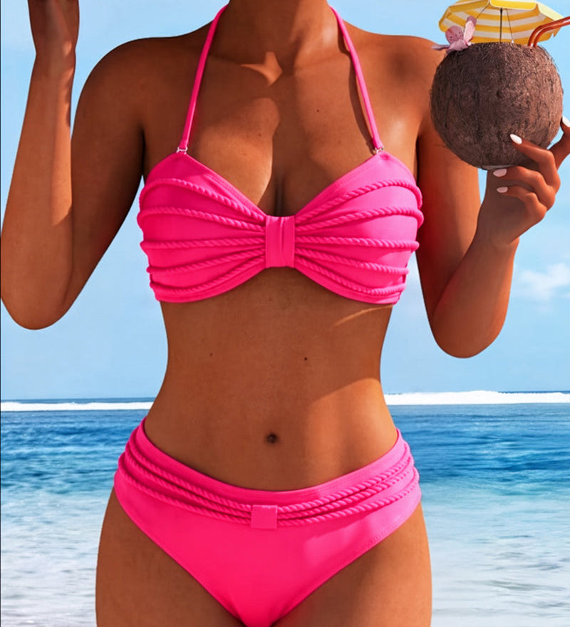 Marija - jednobojni bikini sa vezivanjem oko vrata