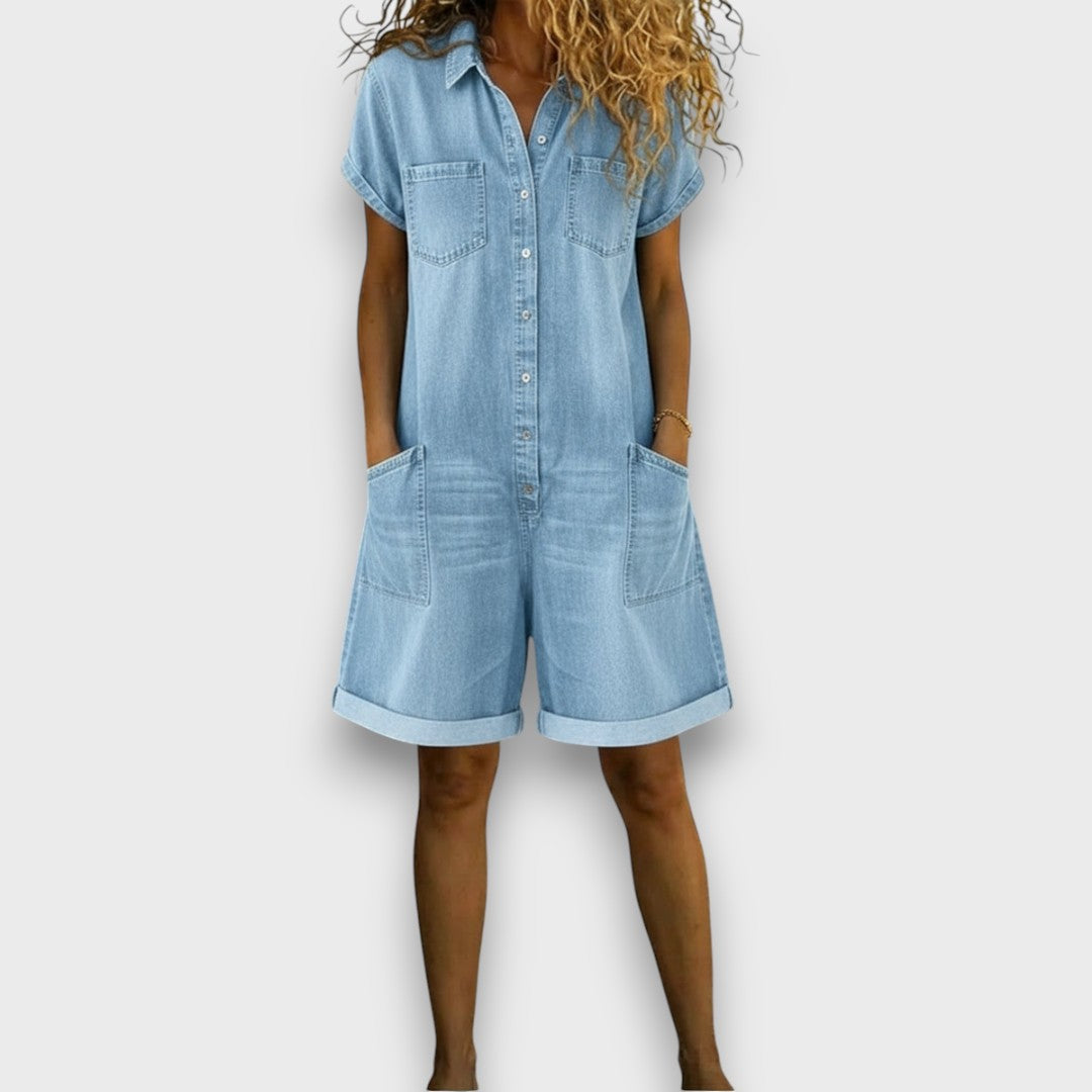 Pamučne farmerke na bretele JOVANA | Vintage stil
