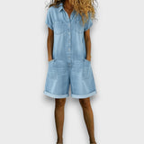 Pamučne farmerke na bretele JOVANA | Vintage stil