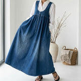 KAROLINA | Vintage izbledela, meka teksas maksi haljina