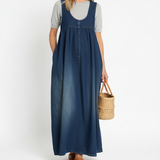 KAROLINA | Vintage izbledela, meka teksas maksi haljina